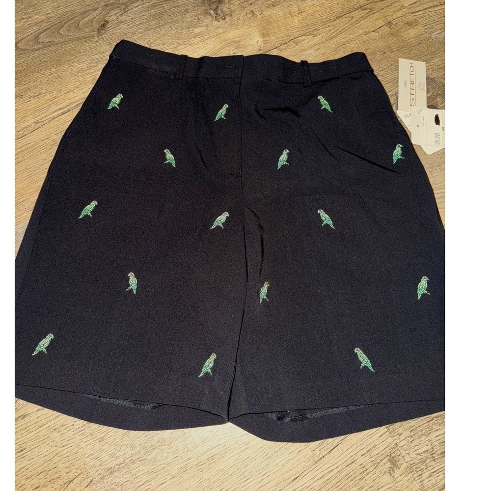 EP Pro Womens Black Bermuda Golf Flat Front Shorts Polyester Blend Sz  10 Parrot